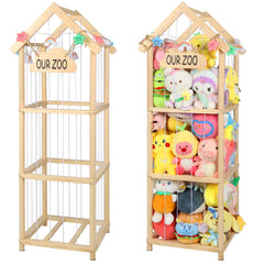 TGS 53-inch plushies storage tower with roof and lights organizing toys neatly.