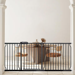 Thasamm extra wide gate extended to fit large openings with sturdy metal construction