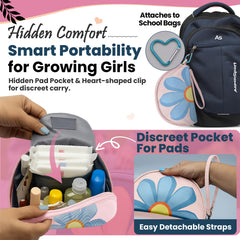 The Bloom pads and liners organized for quick, discreet changes