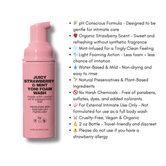 The Blush Spot Strawberry Foaming Wash bottle front showing compact travel size.