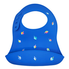The Dreidel Company Hanukkah bib with You Light Up My World design keeps outfits clean.