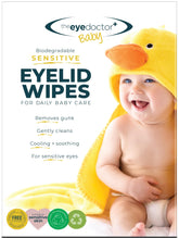 The Eye Doctor Sensitive Baby Eye Wipes in a 40-sachet pack for gentle cleaning around delicate eyes.