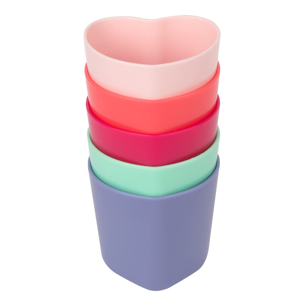 The First Years heart-shaped toddler cups promote proper hand placement during sipping.