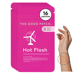 The Good Patch hot flash patch placed inside the wrist for discreet relief.