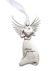 The Grandparent Gift Co. Angel holds a heart reading Blessed for a Baptism.