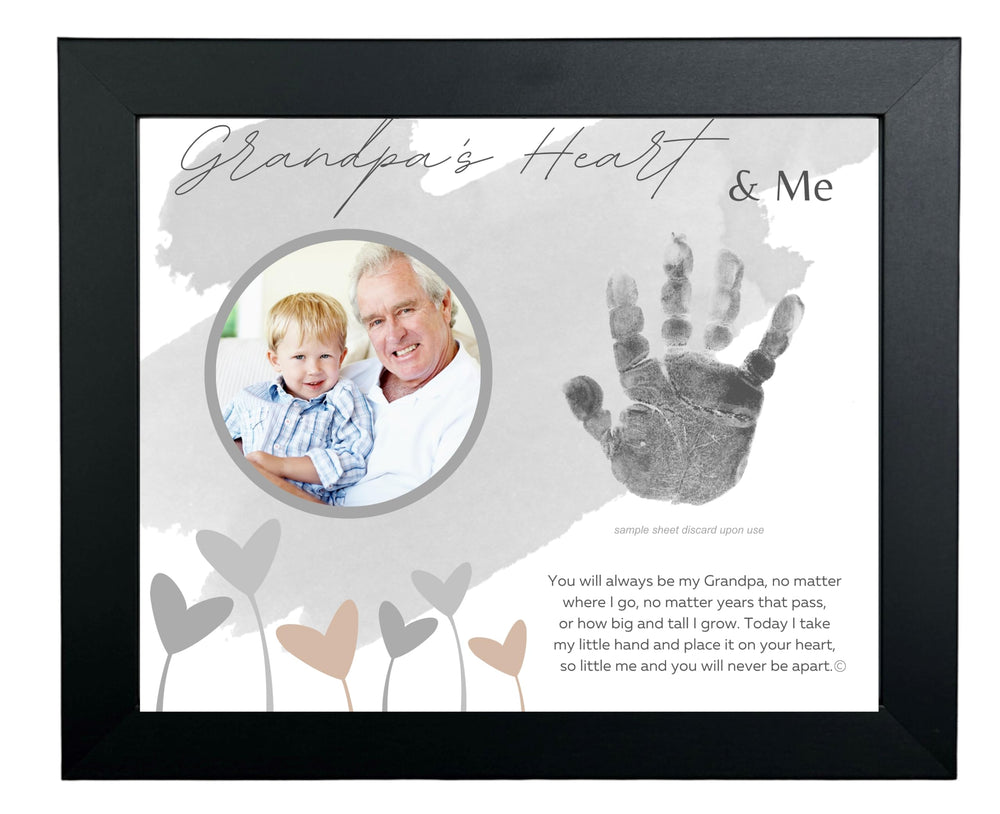 The Grandparent Gift Co. baby handprint frame for grandpa on wall preserves a cherished memory.