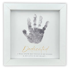 The Grandparent Gift Co white shadowbox 6x6 on table display for baby memories