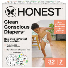 The Honest Company Comfort Dry diaper with a wetness indicator for quick changes