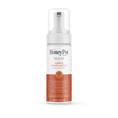 The Honey Pot Amber Sandalwood feminine wash bottle, balanced pH for daily use.