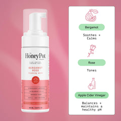 Foaming lather from The Honey Pot Bergamot Rose supports daily intimate care.