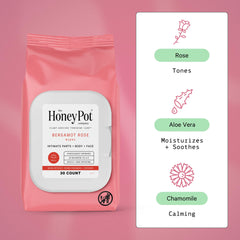 The Honey Pot Bergamot Rose wipes ingredients coconut oil for moisture.