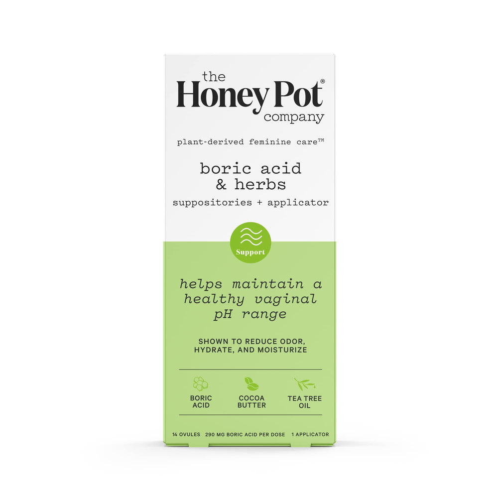 The Honey Pot Company 7-day boric acid suppositories pack shot for pH support