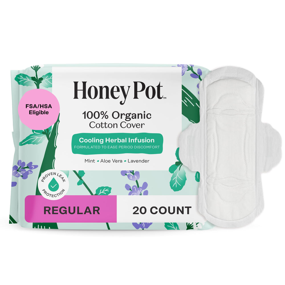 The Honey Pot Company regular pads with wings packaging for trusted daily protection