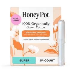 The Honey Pot unscented tampons packaging shows discreet protection for daily wear.