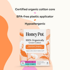 The Honey Pot unscented tampons variety pack offers fragrance-free protection for daily wear