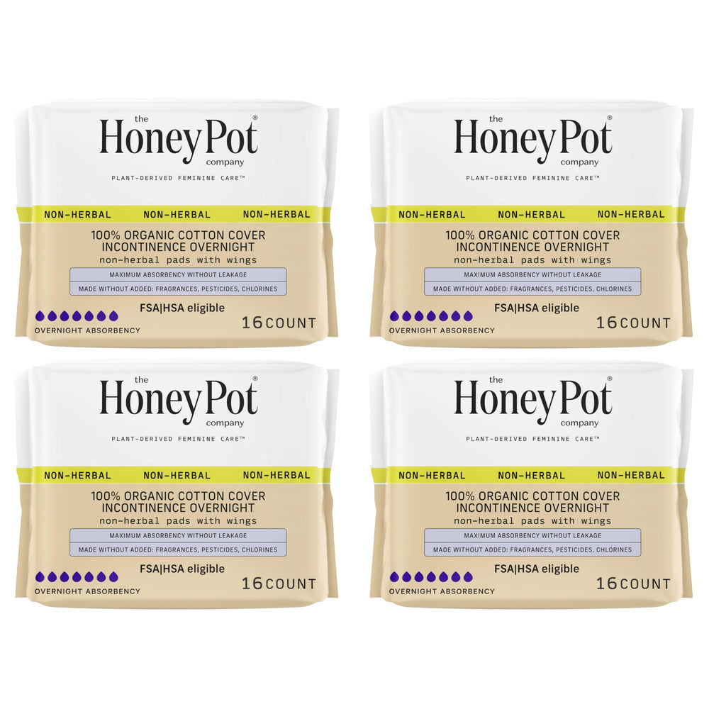 The Honey Pot non-herbal overnight pad with wings delivers secure protection.
