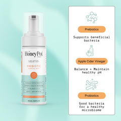 Close-up of The Honey Pot Prebiotic Wash pump for easy daily dispensing.