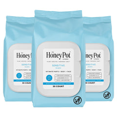 The Honey Pot Sensitive Feminine Wipes pack for daily freshness and pH support.