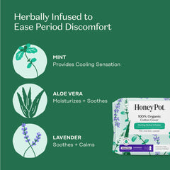The Honey Pot ultra-absorbent wood pulp core delivers reliable absorption and protection.