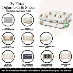 The Linen Company New York double-elastic edge ensures a secure fit on a crib.