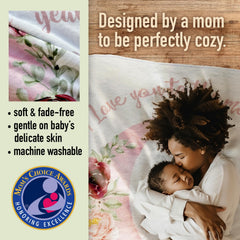 The Modern Child baby monthly progress blanket showcases milestones on a soft backdrop.