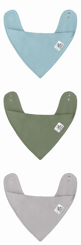 The Ollie Baby Bib moisture-wicking Stone front view keeps skin dry and outfits clean