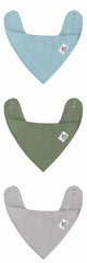 The Ollie Baby Bib moisture-wicking Stone front view keeps skin dry and outfits clean
