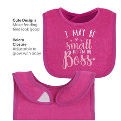 The Peanutshell adjustable-fit bib demonstrates secure closure and full coverage.