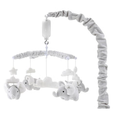 The Peanutshell crib mobile with elephants, clouds, and stars for calming visuals.