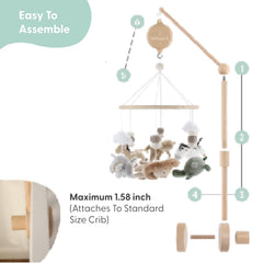 The Peanutshell crib mobile monkey provides playful decor and bedtime music for calm nights.