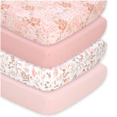 The Peanutshell floral-crib-sheet-set-4-pack features soft, breathable fabric for cozy naps.