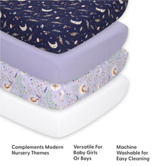The Peanutshell universal fit 52x28 crib mattress sheets stay in place.