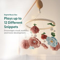 The Peanutshell wooden crib mobile features durable design with calming melodies.