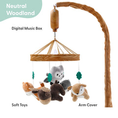 The Peanutshell woodland animals mobile promotes calm cribs with gentle rotation