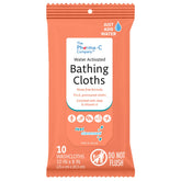The Pharma-C Company water-activated bathing cloths pack dispensing for easy one-at-a-time cleansing