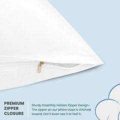 The Sky Bedding navy pillowcase with hidden zipper for a secure fit.
