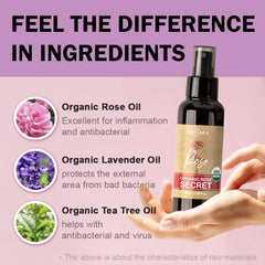 Mist nozzle spray illustrating easy application for on-the-go refreshment.