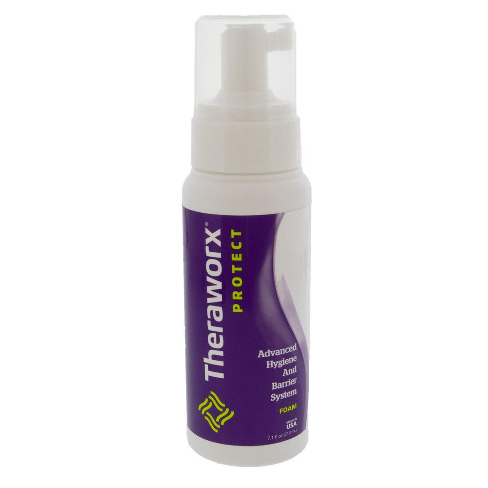 THERAWORX PROTECT foam bottle dispensing for quick hygiene on the go