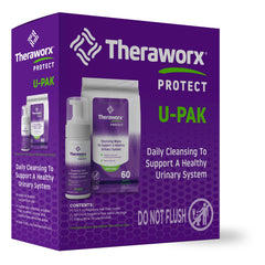 Theraworx Upak wipes front view for daily cleansing and hygiene