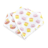 The Wee Bean bandana bib two-pack shown on a baby, absorbent and mess-ready during feeding.