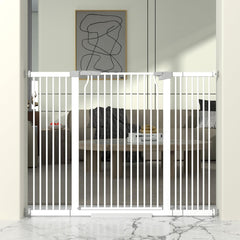 THEYFIRST 41-inch cat gate height in doorway for safe containment of tall pets.