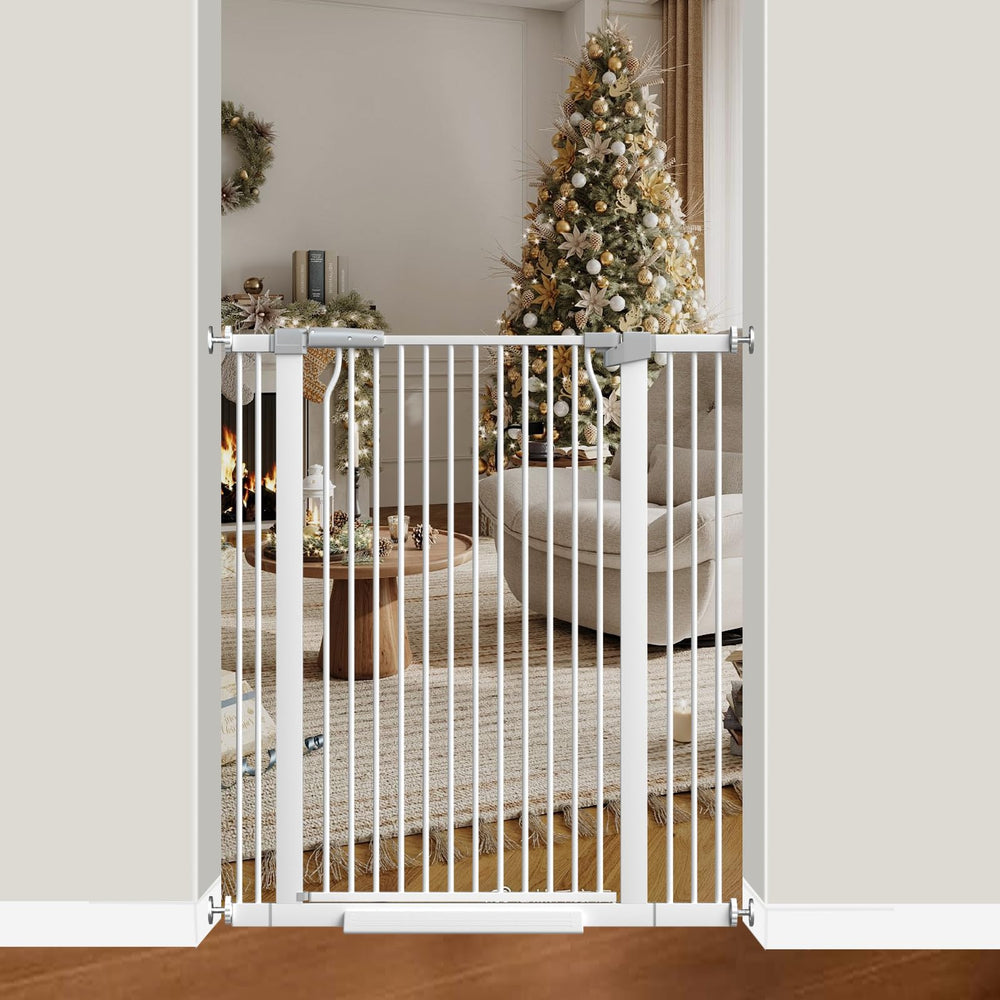 THEYFIRST 41-inch extra tall gate in doorway keeps toddlers and pets safe