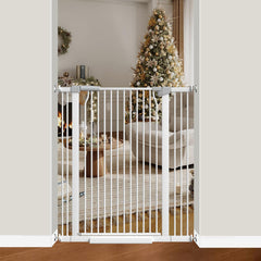 THEYFIRST 41-inch extra tall gate in doorway keeps toddlers and pets safe