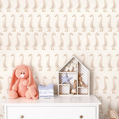 THEYGE goose wallpaper in watercolor geese decor for a nursery setting