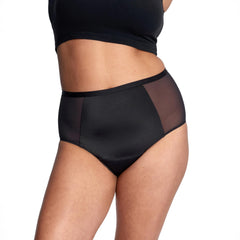 Thinx comfort stretch hi-waist brief back view highlighting seamless coverage.