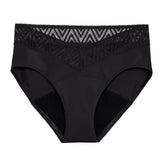 Thinx Comfort Stretch Hip Huggers lace black close-up shows fabric texture and comfort.