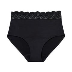 Thinx For All Leaks hi-waist underwear front view in blackberry color for discreet protection.