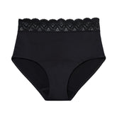 Thinx For All Leaks Hi-Waist underwear packaging showcases discreet, reusable protection for postnatal care.