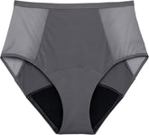 Thinx period underwear comfort-stretch hi-waist flatlay shows all-day protection in hazelnut shade