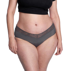 Close-up of THINX fabric texture shows soft, breathable material and hidden absorbent core